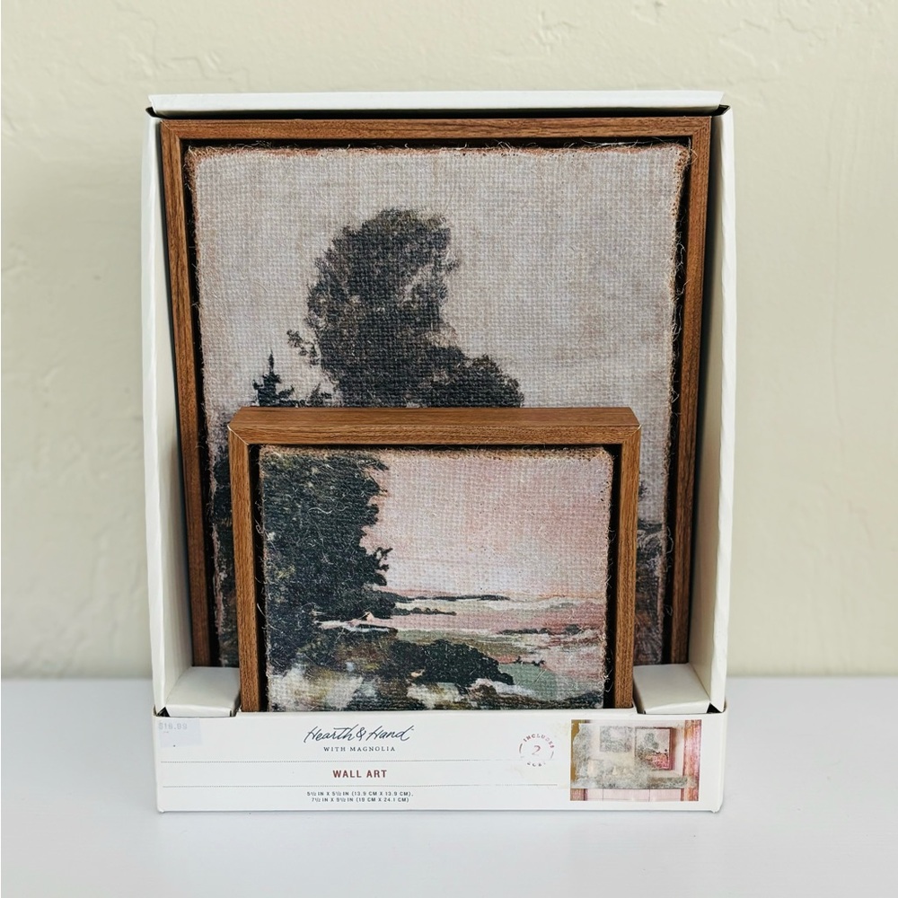 Hearth & Hand with Magnolia Landscape Burlap Wall Art Set, 2 Pieces NWT - Picture 3 of 14